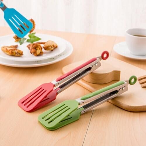 Nylon Non-Stick Kitchen Tongs Stainless Steel Barbecue Tongs Pizza Bread Steak BBQ Tong Clip Kitchen Accessories