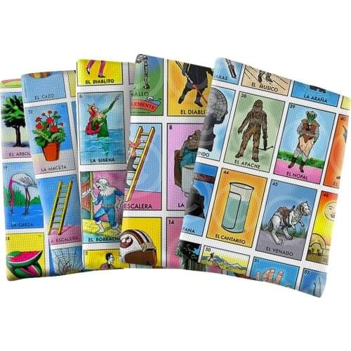 New Cartoon Loteria Pattern Printed Bullet Textured Liverpool Patchwork Tissue Kids home textile 50*145cm