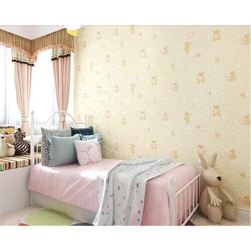 Beibehang papel de parede Korean childrens room wallpaper cartoon 3D bear stereo environmental protection non-woven wallpaper