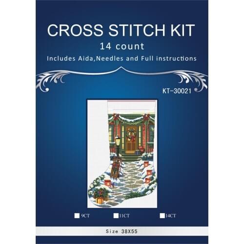 Oneroom Snow birds christmas sock Embroidery Crafts Needlework 14CT Unprinted Arts Cross Stitch Kits DMC DIY Quality 15