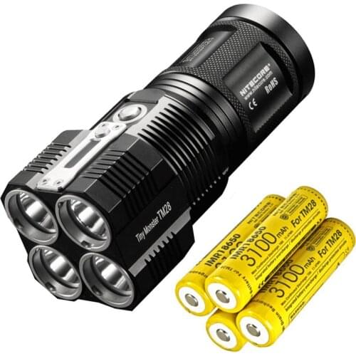 NITECORE TM28 Rechargeable Flashlight CREE XHP35 HI 6000LM LED Flashlight with Charger and 18650 3100mAh Batteries