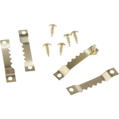 100pcs Sawtooth Picture Hanger Hanging Hook, Double Hole, Golden, 200 Screws