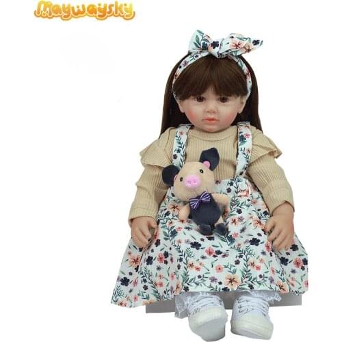 Maywaysky 24" Long Hair Big Eyes Toddler Girl Doll With Dress Alive Lifelike Reborn Bebe Birthday Gift