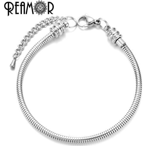 Reamor On Sale Stainless Steel Metal Snake Chain Bracelet With Adjustable Extended Chains For Women Bracelet DIY Jewelry Making