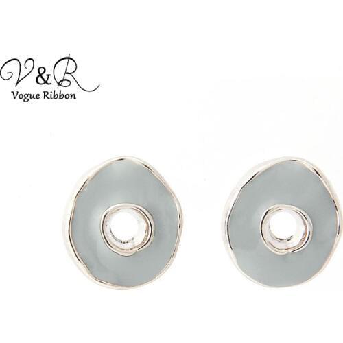 Irregular Shaped Enemel Hollow Hoop Stud Earring, Simple Circle Earrings, Double Circle Gold Color Loop Earring For Women 2019