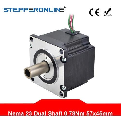 Dual Shaft Nema 23 Stepper Motor 0.78 Nm Hollow Shaft 2.0A 57x57x45mm Stepping Motor 12mm Shaft for CNC Engraving Machine