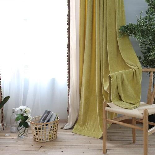Curtains for Living Room Chenille Cashmere Curtain Slub Cotton White Window Screen Stitching European Style Dining Room Bedroom
