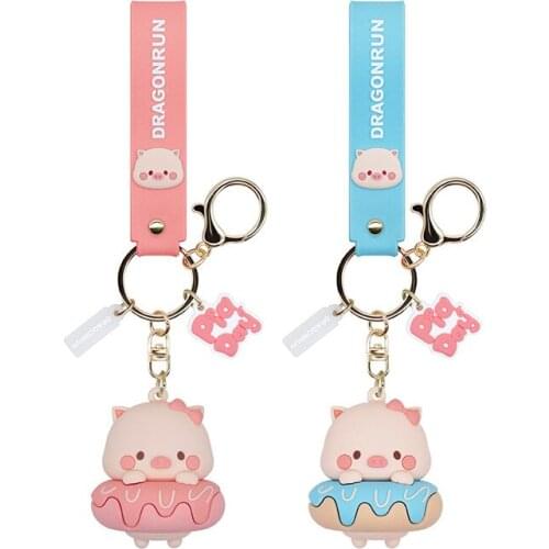 Pink & Blue Animal Cartoon Pig Keychains Silicone Piglet Accessory for Your Key Organization Keyrings Farm Animal Gift 10*5*4cm