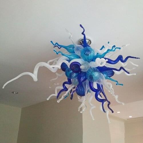 LED Glass Chandelier Lighting Nordic Lamp Blue White Clear Dining Room Hand Made Blown Art Ceiling Lamps Italy Pendant Lights