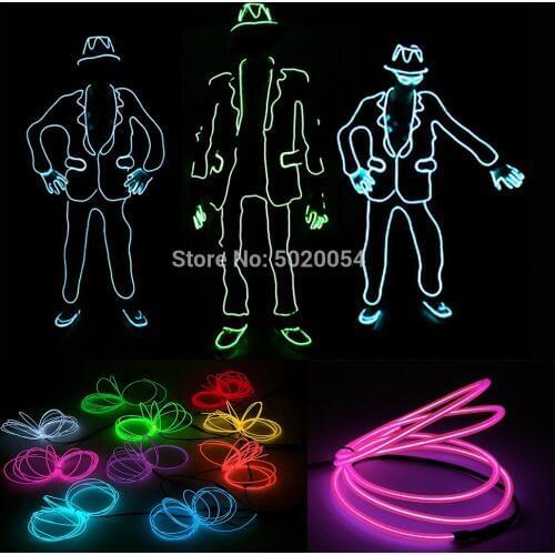 Illuminated Flashing Suit DIY Materials Flexible EL Wire Set With DC-3V Steady On Driver For DIY Stage Performance Costume