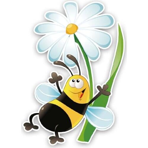 JuYouHui Exterior Accessories Decal Beautiful The Bees Lie on The Flowers Car Stickers Waterproof Bumper Decals PVC 13cm