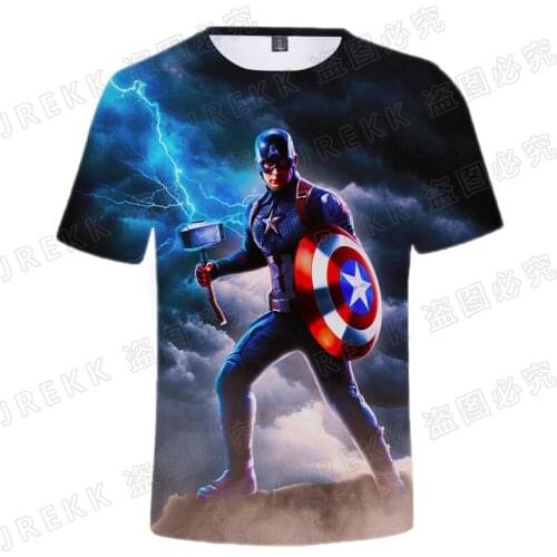 Captain America Woman T-shirts Summer Fashion 3D Print Marvel Hero Boy Girl Kids Tee Tops Harajuku Style Mens T Shirt