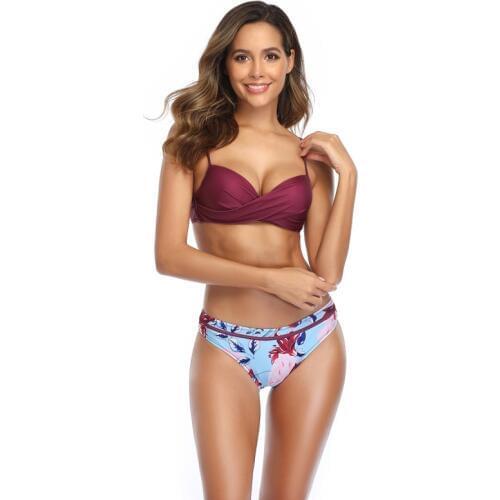 Bathing Suit Women Split Swimsuit Sexy Bikini High Quality Printed Bikini Steel Plate Gathers Bikinii Two Piece Swimsuit