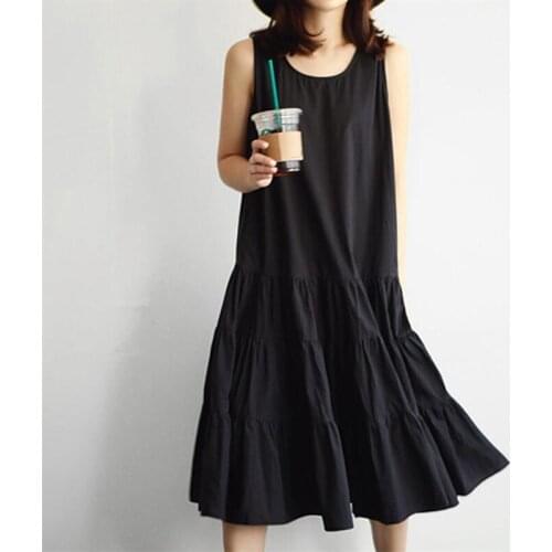 Vestidos Large Size M-7XL Robe 2020 Summer Dress Girls Sleeveless Sweet Loose Work Tank Dress Sundress Ruffles Dresses Women