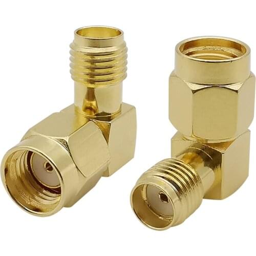 1Pcs L Shape SMA Connector RP SMA Male to SMA Female Right Angle 90degree RF Coaxial Coax Adapter Connector for WIFI Antenna FPV