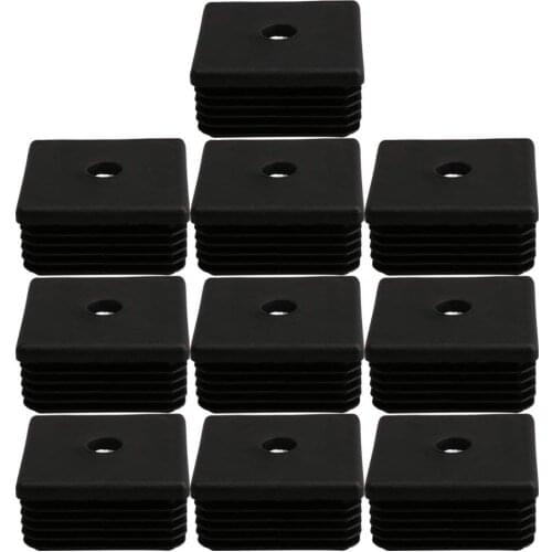 10PCS Black Plastic Furniture Legs Plugs Blanking End Caps Insert Plugs for Square Pipe Tube 40mmx40mm M8