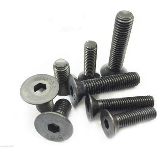 100PCS M2 series 10.9 round M2*4/8/10/12-20 mm Steel Flat Countersunk Head Hex Socket Screw