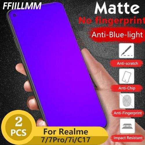 2Pcs/lot Matte Anti Blue Light Protective Film 7 Pro 7i Tempered Glass For Realme 7 Pro 7i Screen Protector For OPPO Realme C17