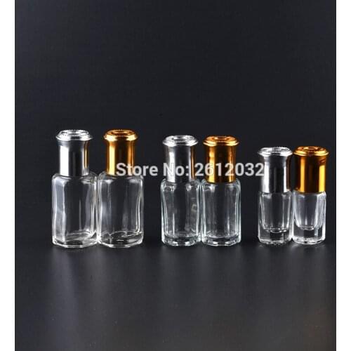 3 6 10 12ML Octagonal Glass Bottle with Gold Lid, Aroma Roll on Bottle, Perfume Roller Bottles, Essential Oil Packaging F2017141