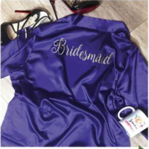 Customized text name wedding Bride Bridesmaid satin silk pajamas robes Bachelorette kiminos Dressing Gown party decorations