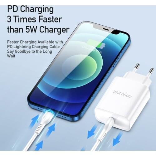 For iPhone iPad Samsung Huawei Xiaomi Fast&Safe Charging Suite PD 20W EU Power Adapter Quick Charge Travel Charger with Cable