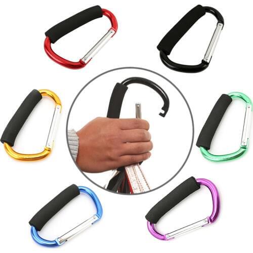 Large Size Aluminium Baby Stroller Hooks Button Carabiner Shopping Bags Carriage Hooks Pushchair Pram Bags Carrier Hook Clips