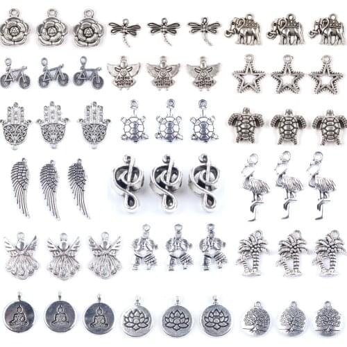 30pcs Metal Alloy Beads Animal Charms Handmade DIY Bracelet Pendant Necklace Accessories Clips For Jewelry Making Findings