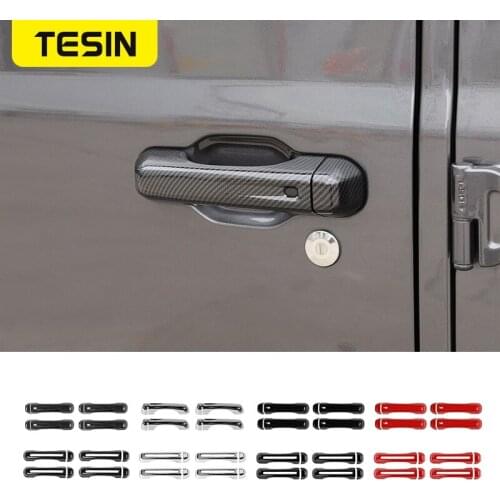 TESIN Auto Exterior Door Handle Shell Decoration Cover Organizer Stickers For Jeep Gladiator JT 2018+ Car Accessories Styling
