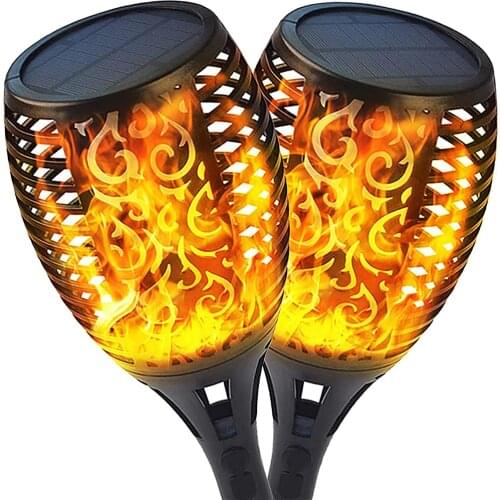 Warmtaste 33LED Solar Flame Lamp Outdoor Torch Lights Safety Waterproof Flicker Lights for Garden Decoration Automatic On Dusk