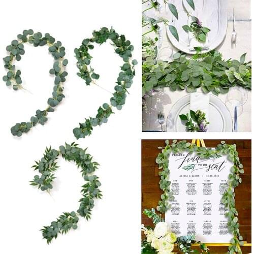 Artificial Green Eucalyptus Rattan Artificial Fake Plants Ivy Wreath Wall Vertical Vines Decor For Wedding Party Festival