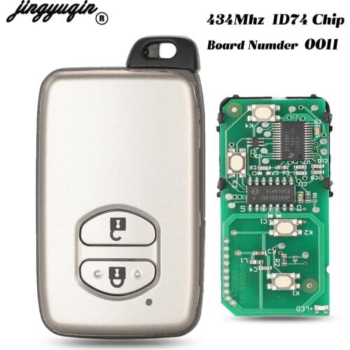 Jingyuqin 2Button 434Mhz ID74 Chip Remote Car Key Fob For Toyota Avensis Land Cuiser Prado Camry Keyless Entry Board Numder 0011