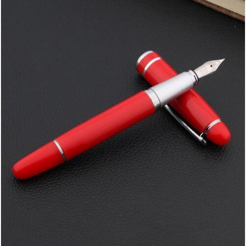 Chinese red Fountain Pen Silver piece Smooth gift Trim M Business Office school supplies Writing