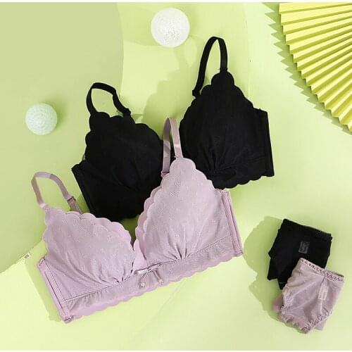 Women Lace Bra Sets Seamless Underwear Backless Vest Sexy Padded Bralette Lingerie Ultrathin Bra & Brief Sets Female Intimates