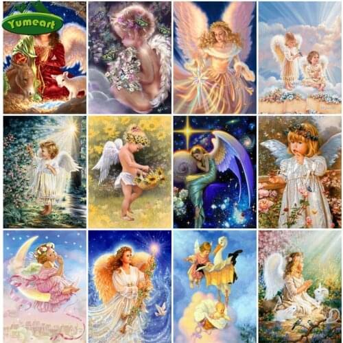 Paint With Diamond Painting by Number Beautiful Girl Angel Needlework Diamond Embroidery Cross Stitch Rhinestone Wall Painting