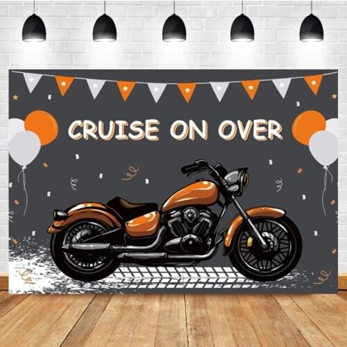 Laeacco Cruise On Over Big Motorcycle Balloon Birthday Backdrop Photographic Background For Photo Studio Photophone Photocall