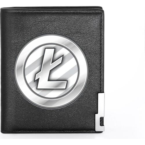 Hot High Quality Cryptocurrency Litecoin Design Printing Leather Wallet Credit Card Holder Short Purse