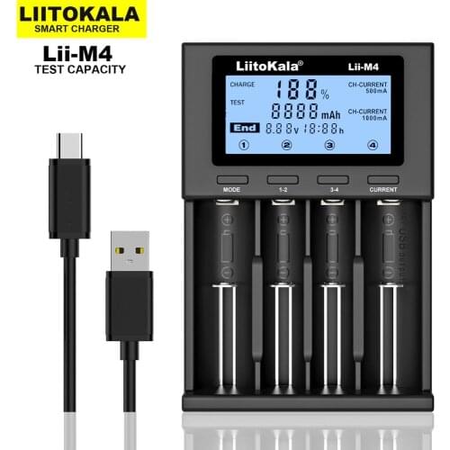 Liitokala Lii-M4 Lii-PD4 Lii-S4 Smart LCD Universal LI-ion Li-Fe NiMH AA AAA 10440 17500 18650 21700 26650 32700 Battery Charger