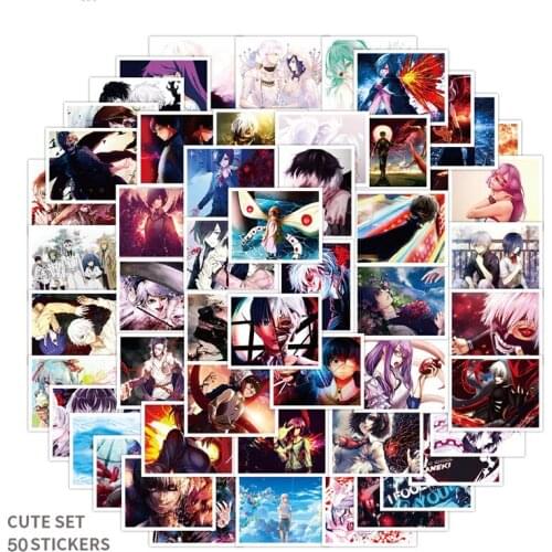 52pcs/set Tokyo Ghoul Stickers Anime Tokyo Ghoul Waterproof Stickers For Skateboard Laptop Luggage Guitar Bike Letter Car