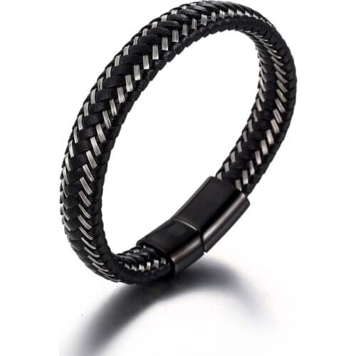 NANDESI Jewelry Mens Womens Braided Leather Cool Rope Wrap Woven Surfer Cuff Bracelet, Fit Less 220mm Wrist