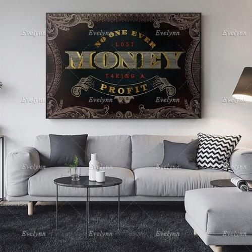 No One Ever Lost Money | Canvas Wall Art PosterOffice Decor Investor | Stock Market,Bitcoin | Crypto Wall Street Floating Frame