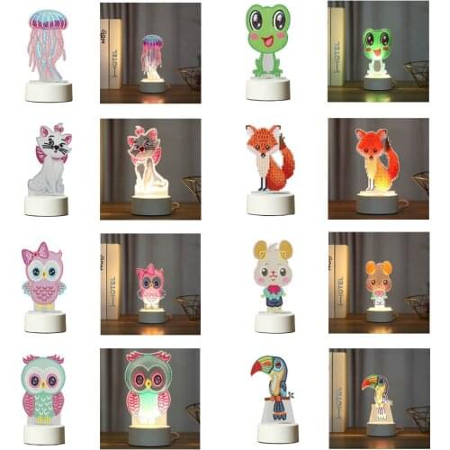 New Pattern 5D Diy Diamond Painting LED Night Lamp Chrismas Holiday Kids Greeting Gift Desk Light Cartoon Animal Handmade Craft