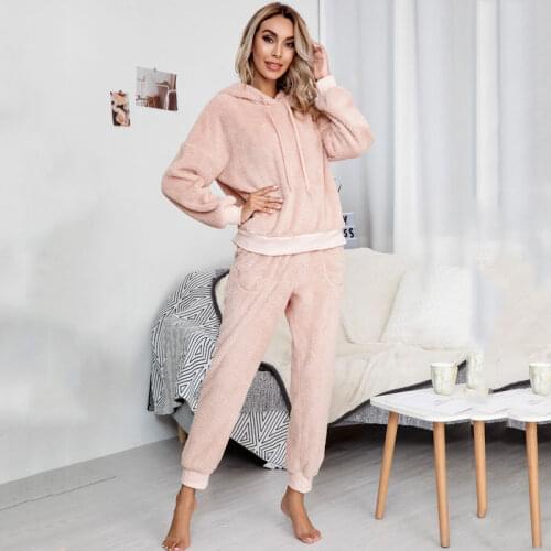 2020 Autumn Warm Lounge Set Women Lounge Wear Set Winter Loungewear Two Piece Set Women Thicken Two Piece Outfits For Women