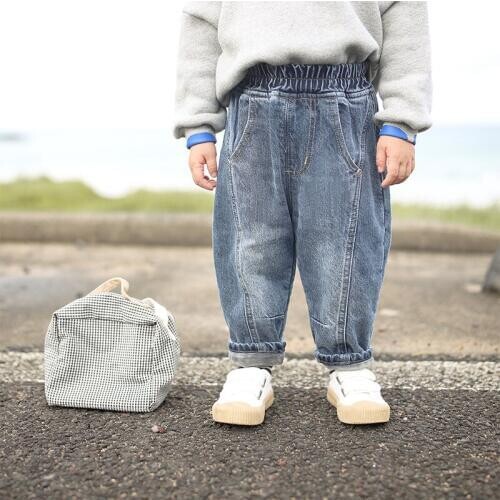 Autumn Winter Kids Pants Thicken Plus Velvet Denim Pants for Boys Toddler Girls Jeans Korean Fashion Harem Pants Children Jeans