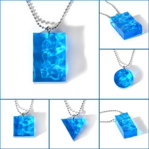 2019 New Handmade Designed In Phuket Blue Sea Water Ripple Charm Ocean Wave Pendant Beads Chain Necklace