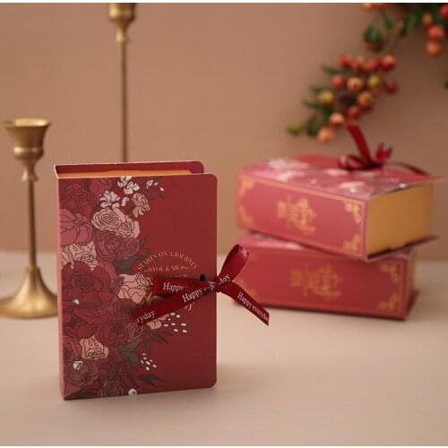 20Pcs Creative Simple Book Shape Gift box Creative Kraft Paper DIY gift Candy box kawaii Party Supplies Decor Box With Ribbon