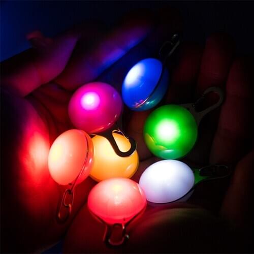 5cm Dog Collar Glow Charm Anti-lost LED Dog Tag with Stainless Steel Bucket Hangable Dog Harness Leash Necklace Sign Decorate