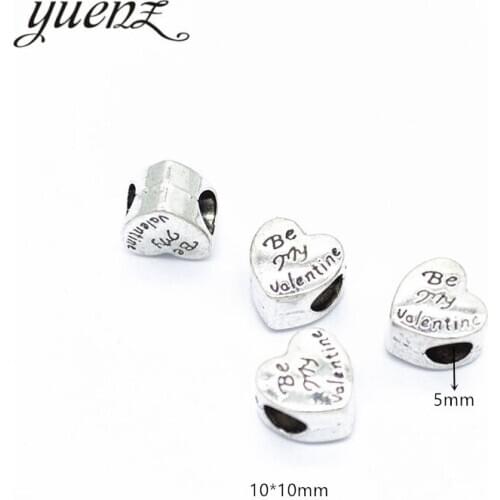 YuenZ 8pcs Spacer Alloy Charm Big Hole Tibetan Silver Heart Bead Charm Beads European Pendant Fit Women Charm Bracelet DIY R53