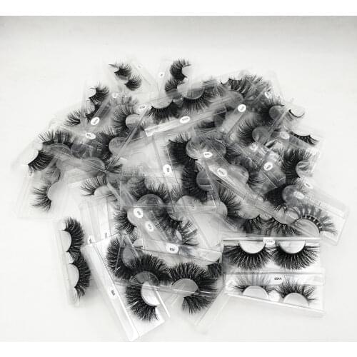 25mm Lashes 50 Pairs 3d Mink Lashes Wholesale Lots Bulk 100% Real Mink Eyelashes Dramatic Long False Eyelashes with tray no box
