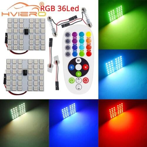 T10 RGB 5050 12SMD Car Led Remote Control Atmosphere Lamp Turn Signal Rgb Car Auto Interior Led Roof Reading Dome Festoon Light