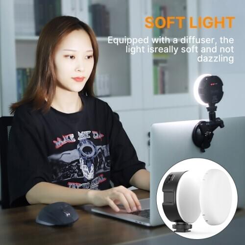 VIJIM VL69 Round LED Video Light 2500-6500K Adjutable Conference Live soft Light Lamp Suction Kit Vlog Light for Smartphone